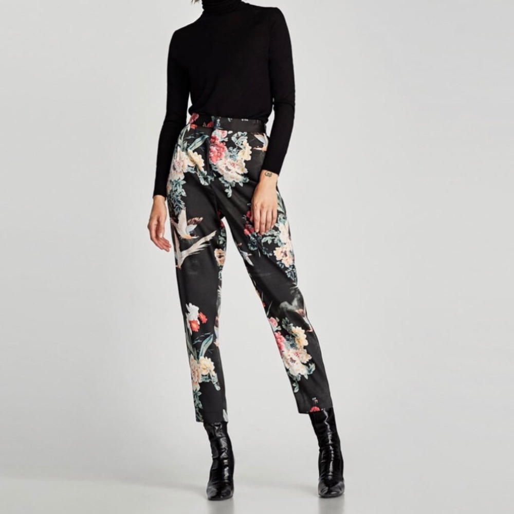 [Zara] Bird Print Trousers.